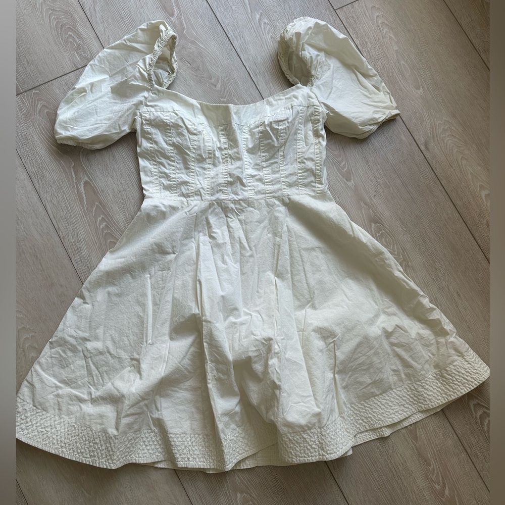 Bardot White Peplum Puff Sleeve Sundress